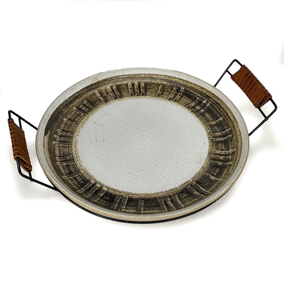 Marshall Studios Gordon Martz 1960s Indiana Stoneware Platter with Wire Holder - Picture 1 of 9